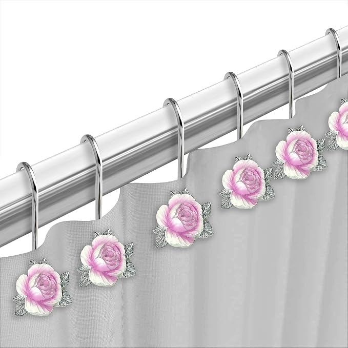 Zahari Home 13pc Michelle Bathroom Shower Curtain Sets Shower Curtain & 12 - Image 5