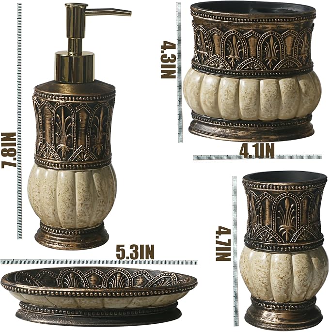Pumkins Bathroom Accessories Set，Retro Style Including 1 Cups, 1 Toothbrush - Image 3