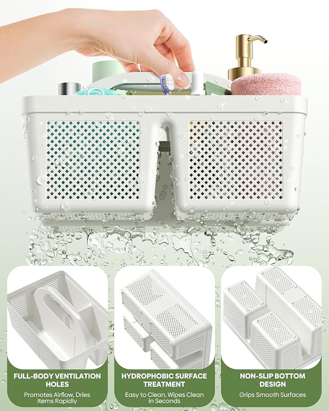 4 Pack Portable Shower Caddy, Integrated Handle, Reinforced Plastic, Organizer - Image 5