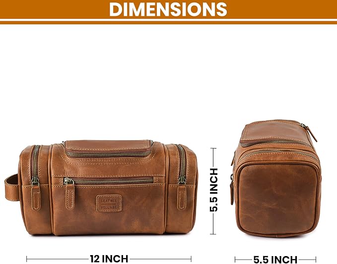LEATHER VILLAGE Genuine Leather Travel Dopp Kit - Image 5