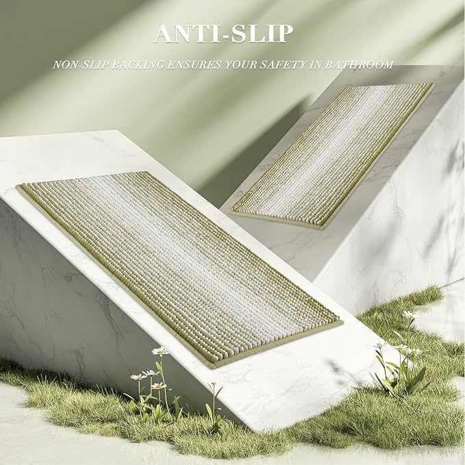 Bathroom Rugs and Mats Sets, 2 Piece Thick Absorbent Chenille Bath Mat Rug Set - Image 5