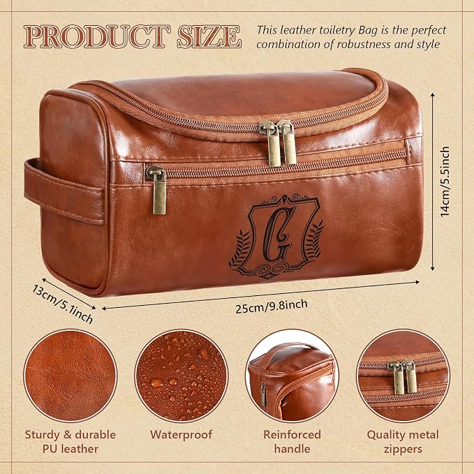 Sadnyy Personalized Leather Toiletry Bag - Image 3