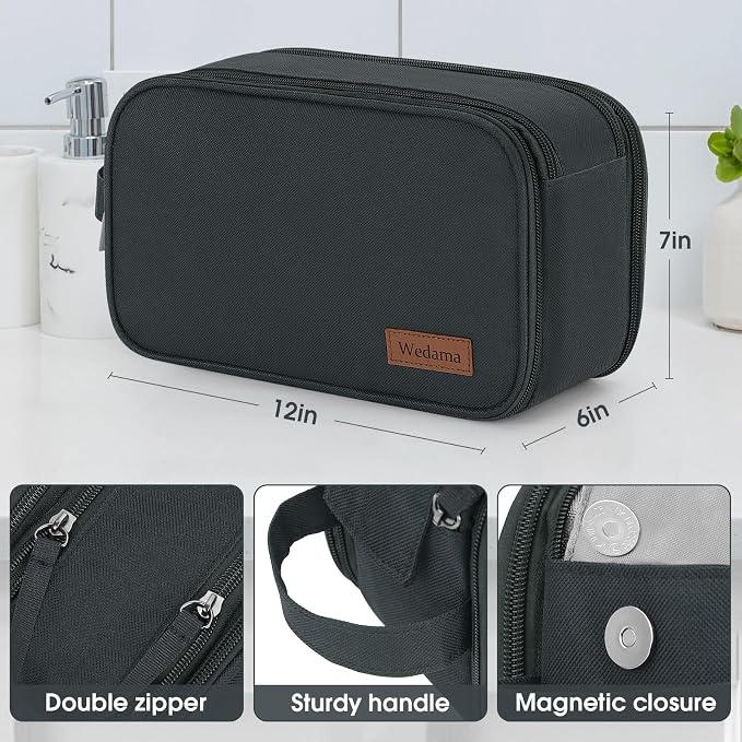 Wedama Toiletry Bag for Men, Handheld Travel Bag, Waterproof Toiletries - Image 2