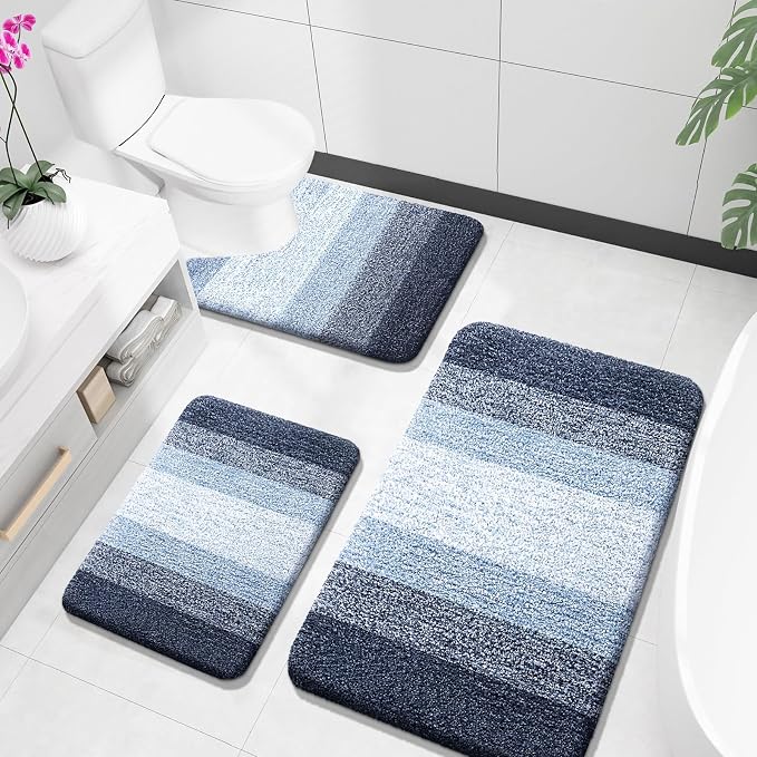 OLANLY Bathroom Rugs Sets 3 Piece, Soft Absorbent Microfiber Bath Mats and by OLANLY