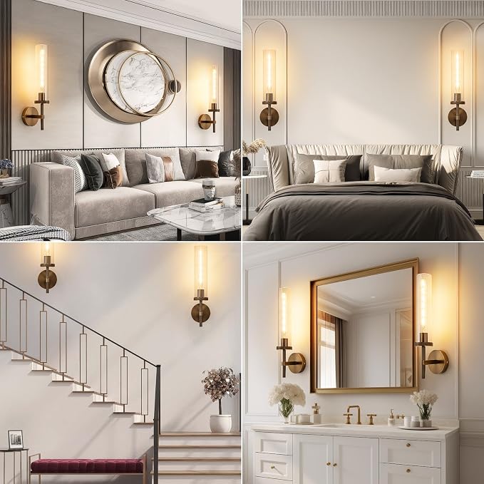 19.5" Knurled Bronze Wall Sconces Set of 2, Bathroom Vanity Light Fixtures - Image 9