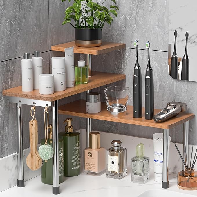 ZHWS Bathroom Counter Organizer Corner Countertop Shelf Adjustable 3 Tier by ZHWS
