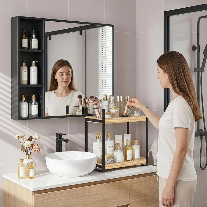 2 Tier Bathroom Organizers and Storage, Farmhouse Countertop Organizer - Image 3