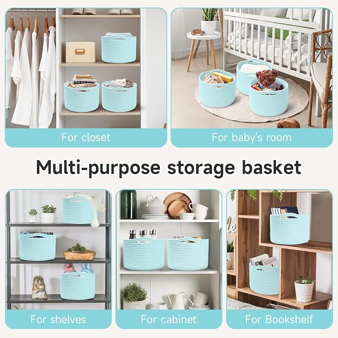 Small Rope Baskets for Storage, Baskets for Gifts Empty, Cute Round Woven Basket - Image 4