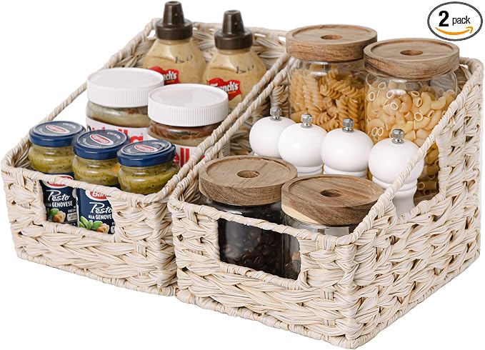 GRANNY SAYS Wicker Basket with Handles, Trapezoid Decorative Woven Baskets by GRANNYSAYS