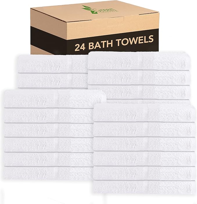 GREEN LIFESTYLE Dobby Border Towel 27x54 Cotton Blend Soft and Plush Crisp by GreenLifeStyle