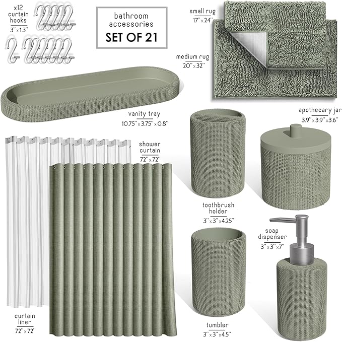 Clara Clark Sage Green Bathroom Set - Image 2