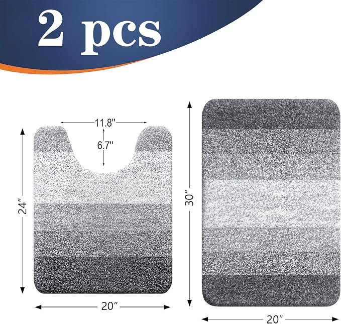 OLANLY Bathroom Rug Set 2 Piece, Soft Absorbent Microfiber Bath Mats and - Image 2