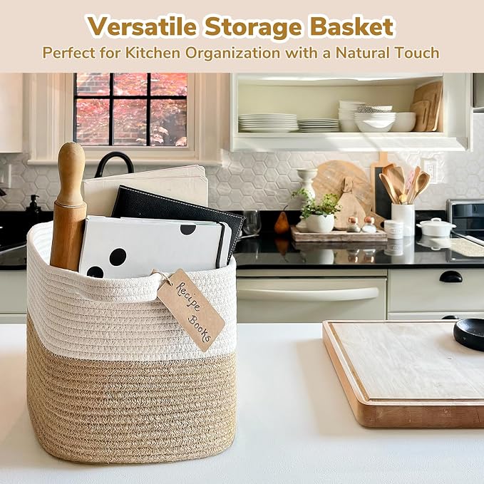 Goodpick Woven Storage Basket for Shelves, Medium Empty Gift Basket - Image 6