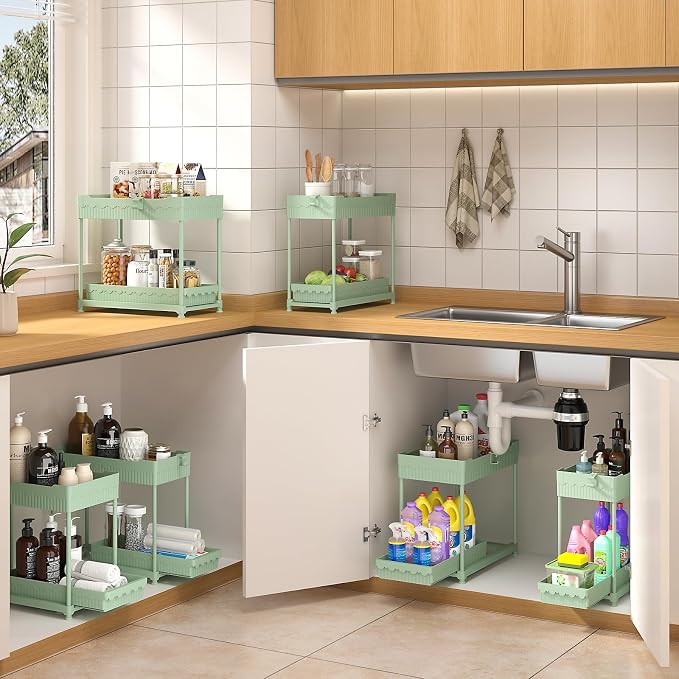 Under Sink Organizer, Bathroom Organizers and Storage, 2 Tier Multi-Use Pull - Image 4