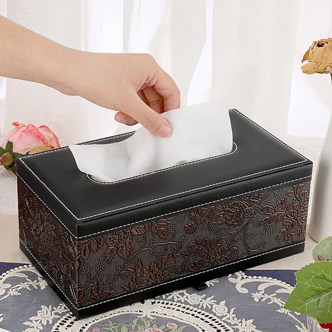 Sumnacon Tissue Box Cover Rectangule Leather Tissue Box - Image 5