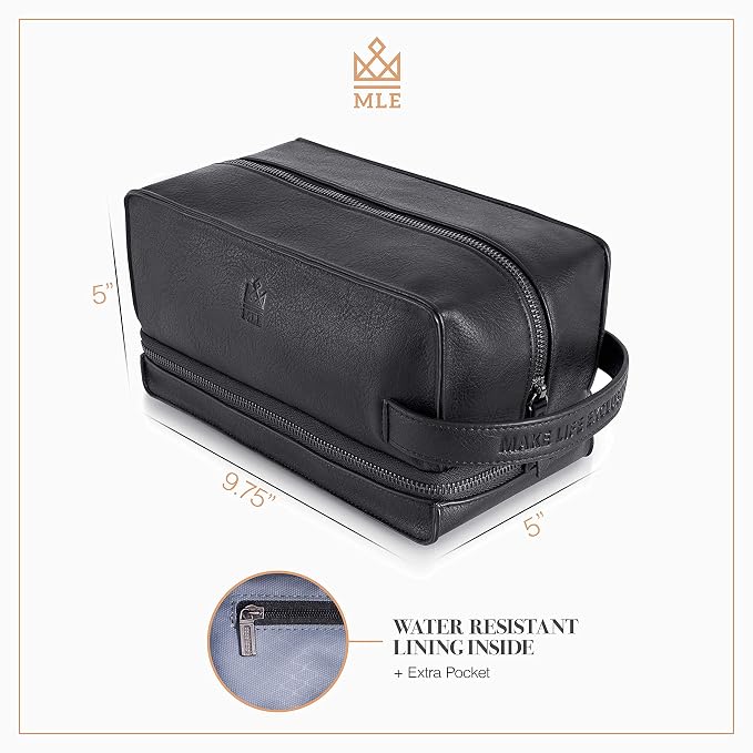 Mens Leather Toiletry Bag – Travel Dopp Kit, Shaving Bag, Grooming & Hygiene - Image 7