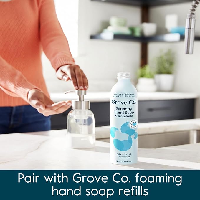 Grove Co. Foaming Soap Dispenser, 2 x Refillable Glass Bottles - Image 5