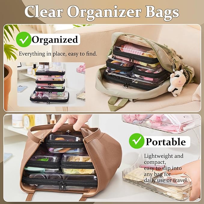 4 pcs Clear Zipper Pouches, Hard Shell Zipper Case, Toiletry Bag - Image 2
