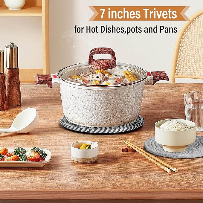 Trivet Mats Set for Hot Dishes, 5 Heat Resistant Pot Holders Kitchen Counter - Image 7