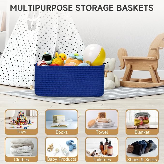 3-Pack Storage Baskets for Organizing | Woven Shelf Toy Basket | Rope Baskets - Image 6