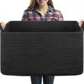 70L Large Blanket Basket, 21.6" x 16.9" x 11.8" Woven Storage Basket by OIASKET