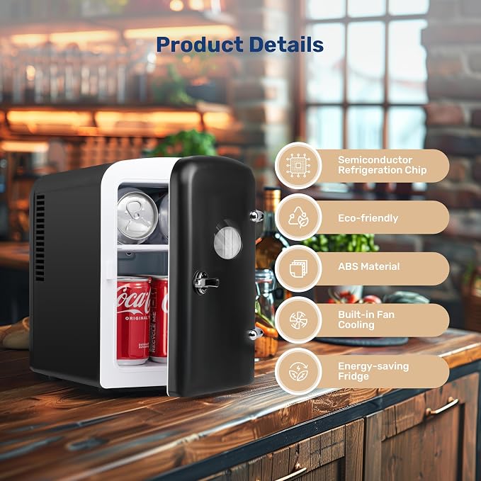 YSSOA Mini Fridge with Observation Window 4-Liter Six 12 oz Cans Portable - Image 4