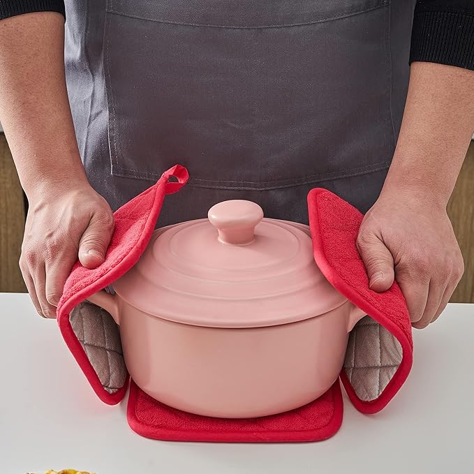 Kitchen Pot Holders Set Heat Resistant Pure Cotton Potholders Kit Trivets Large - Image 5