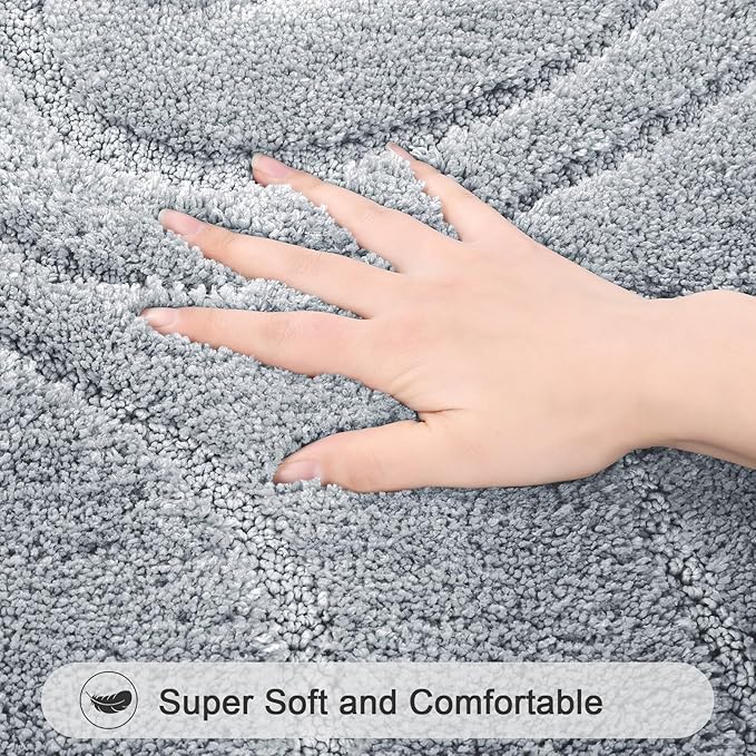 HEBE Bathroom Rugs Sets 5 Piece, Soft Absorbent Microfiber Bath Mat - Image 3