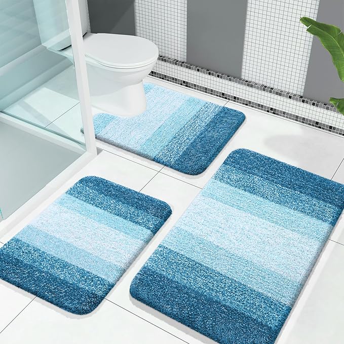 OLANLY Bathroom Rugs Sets 3 Piece, Soft Absorbent Microfiber Bath Mats and by OLANLY