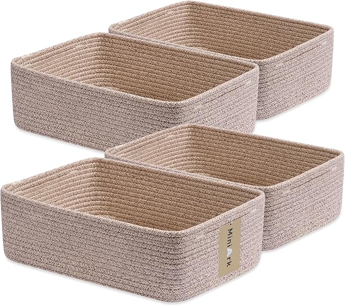 Large Shallow Organizing Baskets 15x11x5.1 Inches by MiniArkStorageBasketsHome