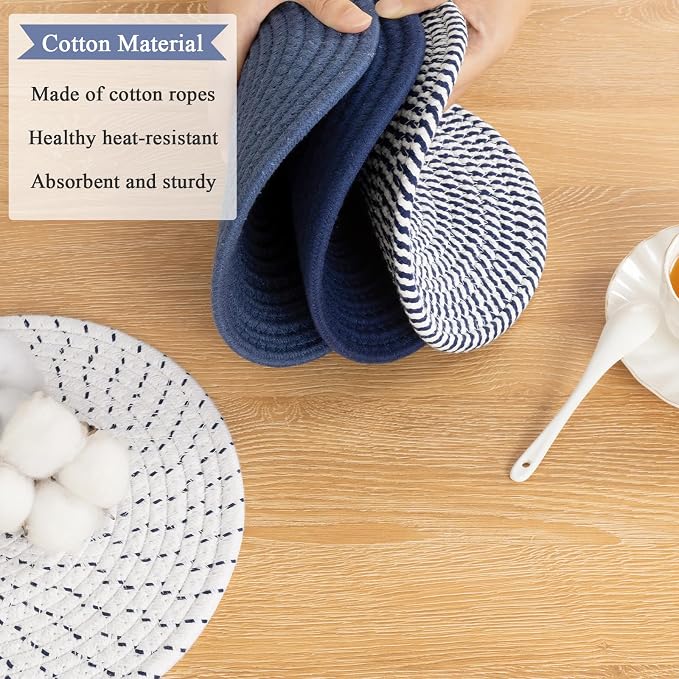 SHACOS 8 Inches Trivets for Hot Dishes, 4 Pieces Cotton Trivets Mats for Kitchen - Image 4