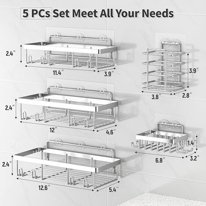 5 Pack Shower Caddy Organizer Rack Shelf - Image 2