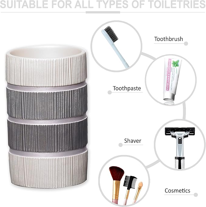 Zahari Home 4pc Modern Line Modern Bathroom Accessories Set Modern Soap - Image 5