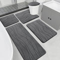 YIHOUSE Memory Foam Grey Bathroom Rug Sets 5 Piece, Ultra Absorbent Bath Mat by YIHOUSE