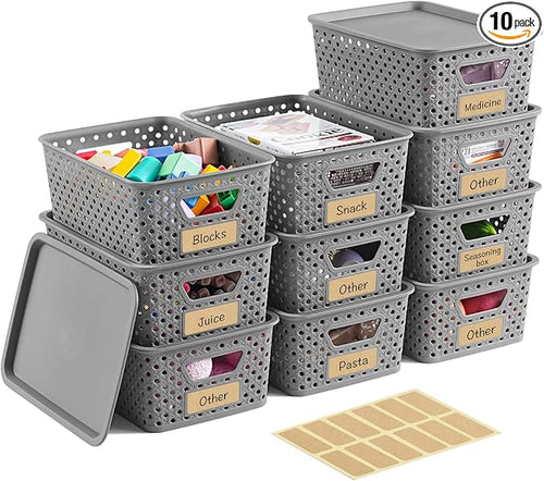 10 Pack Plastic Storage Bins by Unknown