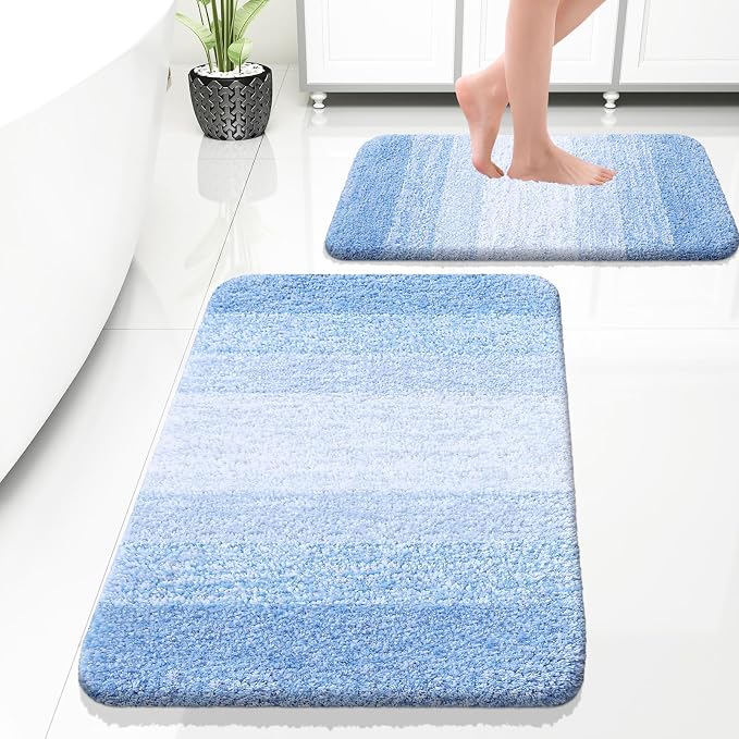 OLANLY Bathroom Rug Set 2 Piece, Soft Absorbent Microfiber Bath Rug Set by OLANLY