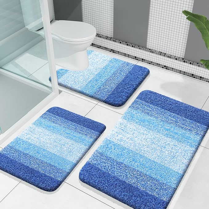 OLANLY Bathroom Rugs Sets 3 Piece, Soft Absorbent Microfiber Bath Mats and by OLANLY