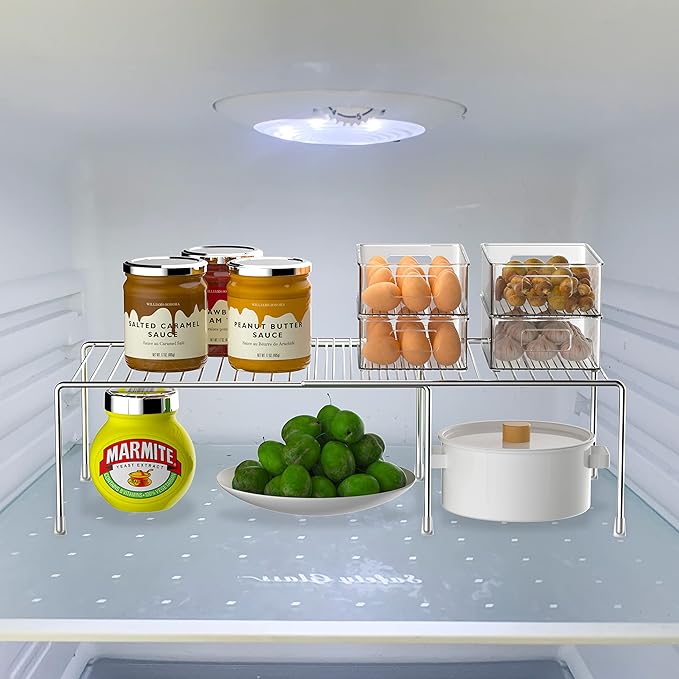 iPEGTOP Expandable Kitchen Cupboard Organiser, 2-Piece Adjustable Freezer - Image 2