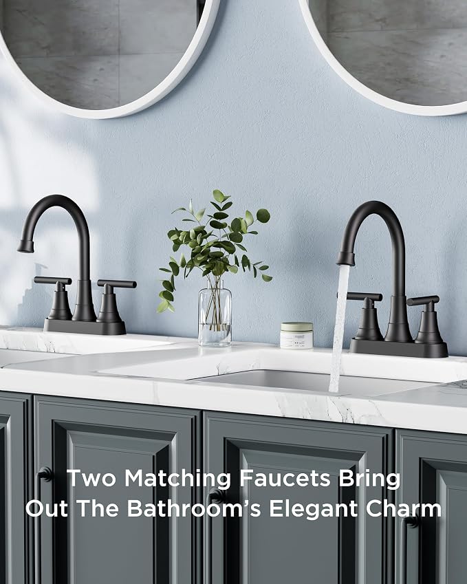 FORIOUS Matte Black Bathroom Faucets, 4 Inch Centerset Bathroom Sink Faucet 2 - Image 3