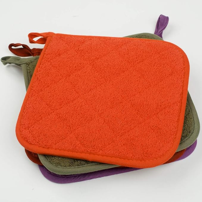 100% Cotton Kitchen Everyday Basic Terry Pot Holder Heat Resistant Coaster - Image 9
