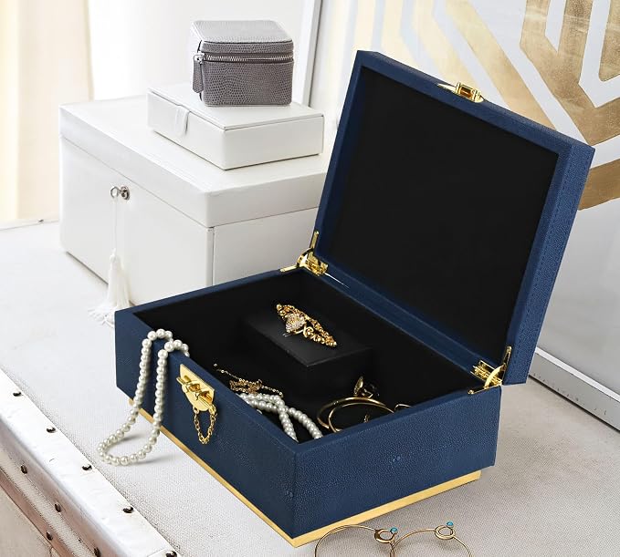 HofferRuffer Elegant Faux Leather Decorative Box, Storage Jewelry Box Organizer - Image 3