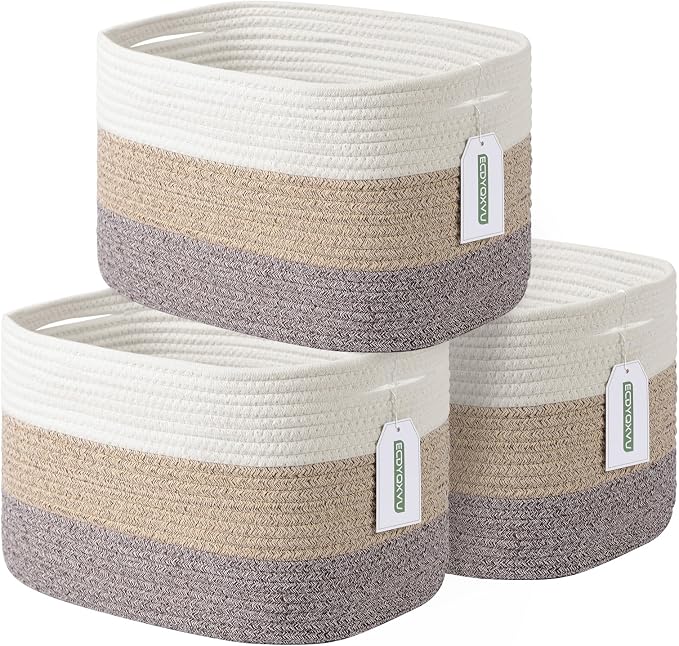Cotton Rope Storage Basket, Woven Basket by ECDYQXVU