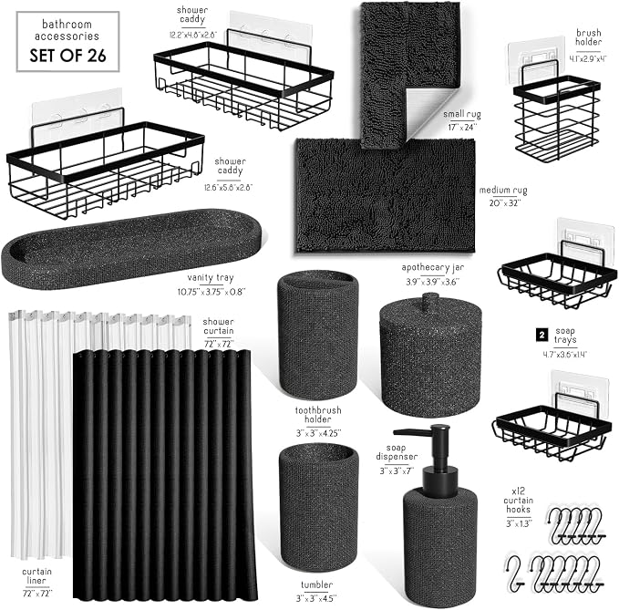 Clara Clark Coal Black Bathroom Set - Image 2