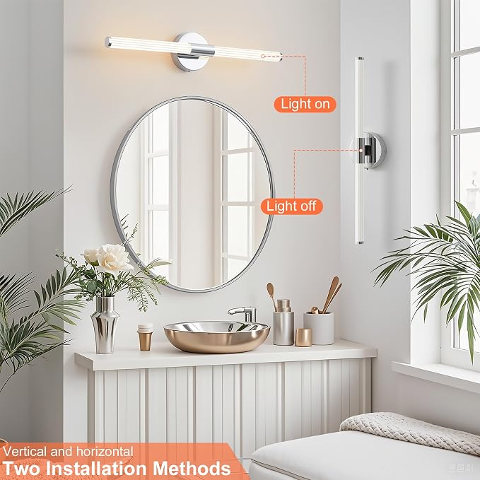 Bathroom Wall Sconces Set of 2 Hardwired, Dimmable 5CCT LED Bathroom Light - Image 6