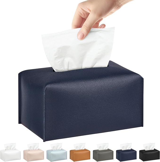 Long Tissue Box Cover, PU Leather Tissue Holder Rectangle, Facial Paper by DecorateYourHome