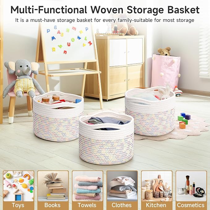 Small Rope Baskets for Storage, Baskets for Gifts Empty, Cute Round Woven Basket - Image 4