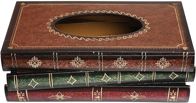 Antique Book Design Wood Bathroom Facial Tissue Dispenser Box Cover/Novelty - Image 2