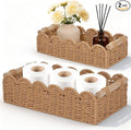 Set of 2 Paper Rope Scalloped Edge Decor Baskets, Small Storage Basket and by Laveduso