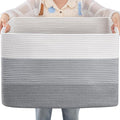 OIAHOMY 108L Large Cotton Rope Basket, Rectangle Woven Baskets by MasterofSpaceOptimization