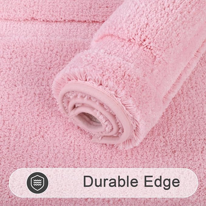 SHACOS Pink Bathroom Rugs 2 Piece Set 20x32 + 16x24 inch, Non Slip Bath Mat - Image 6